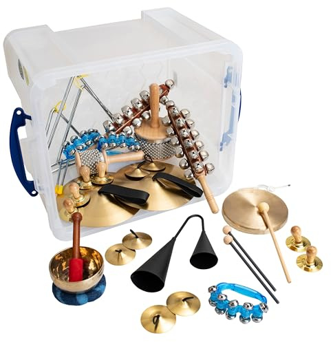 Betzold Musik - Klangkoffer für 20 Metallklang-Instrumente, Klangschale, Agogo, Triangel, Glockenstäbem uvm., inkl. Aufbewahrungs-Koffer
