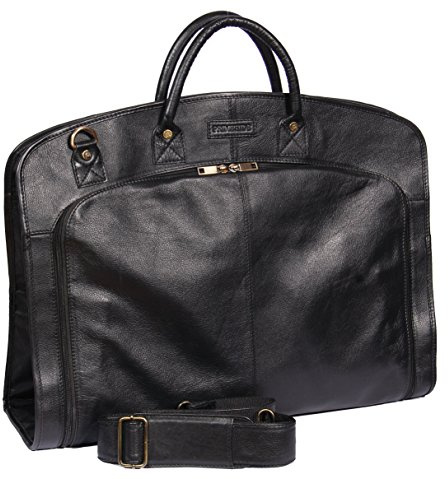 Echten weichen Leder Anzug Tragetasche Schwarz Kleid Abdeckung Reisen Cabin Tasche A173