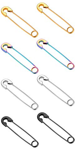 Flongo Damen Ohrringe Herren Ohrstecker mit hängendem Pin Sicherheitsnadel Anhänger Gestüt Stecker Huggie Ohrhänger Creolen Gotik Punk Frauen Männer