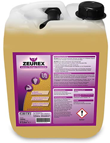 KABITEC ZEUREX Intensiv-Reiniger, Hochkonzentrat, 5 Liter Kanister │ Kalklöser Urinsteinentferner Kesselsteinlöser Entroster Rohrreiniger Zementschleier-Entferner Wassersteinentferner