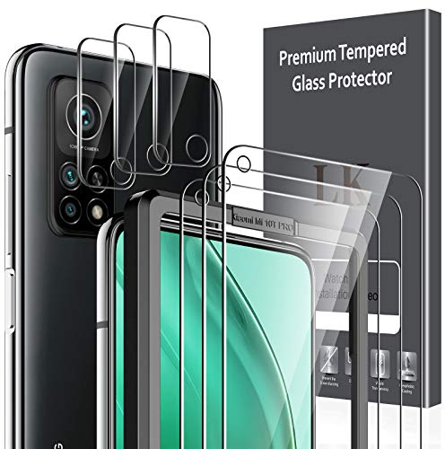 LK 6 Stück Schutzfolie Kompatibel mit Xiaomi Mi 10T 5G/10T Pro 5G, 3 Folie und 3 Kamera Glas, 9H Härte, HD Klar Displayschutz, Kratzen Blasenfrei Einfacher Montage