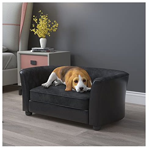 LCYDMJ Haustier Sofa PU-Flanell-Haustierschlafsofa, Leichtes Luxus-Wohnzimmer-High-End-Hundesofa, Massivholzrahmen, Hunde- Und Katzenhöhle Für Alle Jahreszeiten