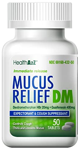 HealthA2Z® Mucus Relief DM | Dextromethorphan HBr 20mg | Guaifenesin 400mg | No Benzene | Cough, Immediate Release, Uncoated (50 Count (Pack of 1))