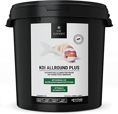 FIVE ELEMENTS® Koi All Seasons Pro | 8,4 kg 4,5 mm | hochwertiges Futter für Koi | ideal für Herbst | Lachsöl | Carotinoide zur natürlichen Farbverstärkung