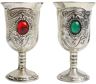 Acxico 2 piezas de cáliz elemental de agua de tarot adivinación vintage wicca moda altar plata pagana decoración del hogar accesorios góticos