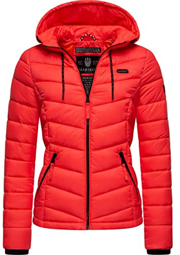 MARIKOO Damen leichte Übergangsjacke Steppjacke Kuala Neon Coral2 Gr. S