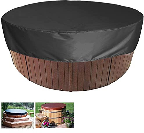 XVBVS Runde SPA-Abdeckungen für Whirlpool-Abdeckung, wasserdichte Anti-UV-Whirlpool-Schutzabdeckungen mit Kordelzug, Tragbare Staubdichte Pool-Abdeckung (Color : Schwarz, Size : 210 * 30cm)