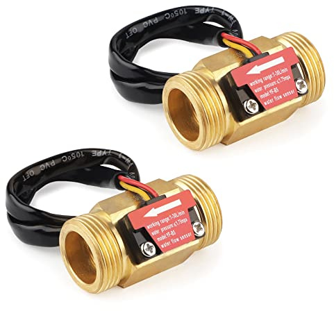 SWAWIS 2 Stück G3/4 Wasserdurchflusssensor, 1-30L/Min | Durchflusssensor Wasser 3/4'' Durchflussmesser, Wasserdurchfluss Hallsensor Durchflussschalter Wasserdurchflussschalter