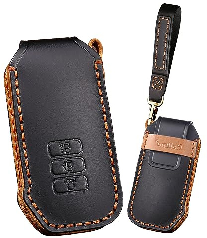 KUNIO Keyless Schlüsselhülle Passt für Kia EV6 GT Passt für Kia Sportage GT-Line Leder Schlüsseltasche Schutzhülle Autoschlüssel Hülle 7 Tasten Schwarz