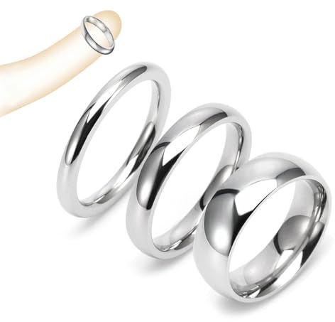 Axcroo 3 Stück Edelstahl Eichelring Set 22mm Penisring Metall Glansring Cockringe Penis Cock Ring Klein Vorhaut Glans Ringe Eichel Intimschmuck Sexspielzeug für Männer Verzögerung Ejakulation (Silber)