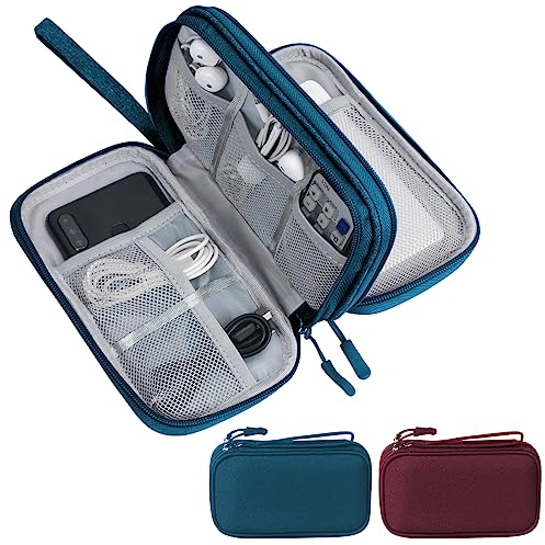 Skycase 2 Stück kabeltasche, kabel organizer tasche, kabeltasche organizer, kabel organizer tasche klein für Elektronische Accessoires USB Power bank Ladekabel, 21 x 12.7 x 6.6 cm (Rot+Grün)