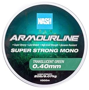 Nash Armourline T6045 Mono, superstark, 9 kg, 0,4 mm, 1000 m, durchscheinendes Grün