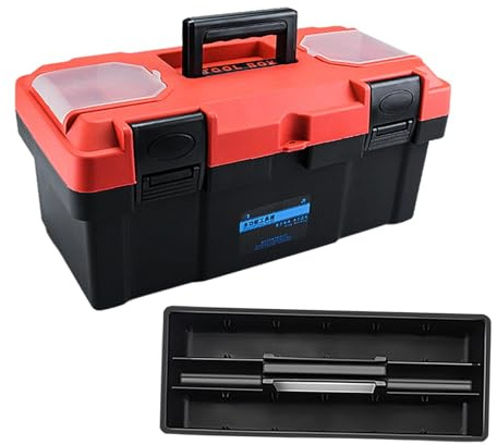 Tool Box Storage Toolboxes Lockable Plastic,Container Case Portable for Professional Maintenance Home Repairs Camping Trips, 19 Inch