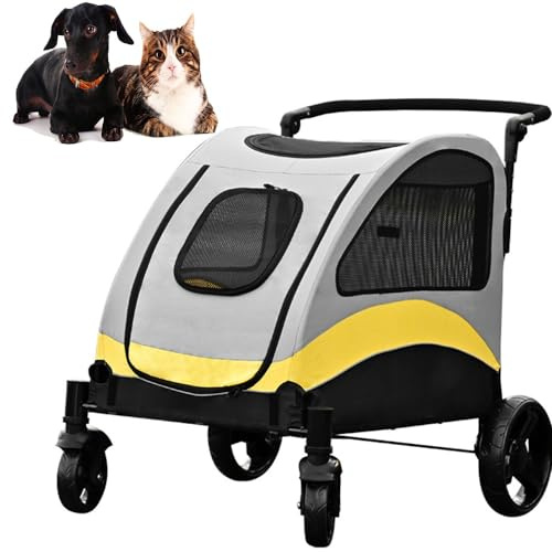 PAHION Hundeanhänger Katzenwagen Boxer 2-in-1 Hundebuggy Fahrradanhänger Groß Volumen 600D Oxford Canvas Klappbar SmartSpace Concept Tragkraft Bis Zu 60 Kg