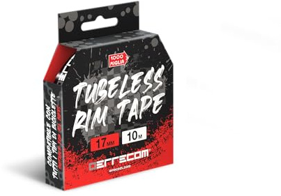 Errecom 1000 Miglia Tubeless Rim Tape 10 metri x 17 mm, Nastro Sigillante per convertire Cerchi Bici con camera d’aria in Tubeless, Ultra Resistente, include 4 Sigilli Adesivi