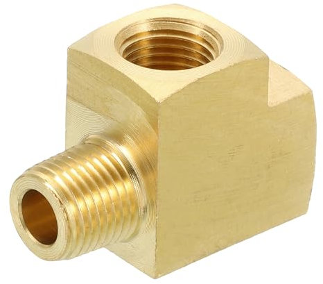 sourcing map Brass Tee Pipe Fitting, 1/8 NPT 3 Way T-Connector Fitting Coupler Adapter for Gas Transport Connect Pipelines, 1 Pcs