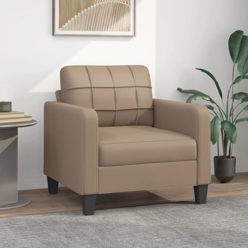 Willood Sessel Fernsehsessel mit Metallgestell, Relaxsessel für Wohnzimmer, Sofa Polstersessel Relaxstuhl Kunstledersessel Cappuccino-Braun 60 cm Kunstleder
