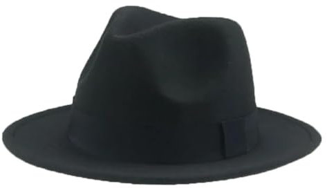 FULUJIDI Fedora Trilby Filzhut Hut Hüte Fedoras Band Solide Hüte Hochzeits Kirche Formal Filz Hüte 52-54Cm (Kinder) Schwarz-Schwarz