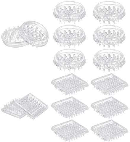 sourcing map 16 Pcs Carpet Protectors Spiked Caster Cups 1.89 Round and Square Spiked Furniture Cup Furniture Carpet Protectors for Furniture Legs Table Chair Sofa