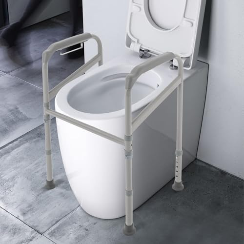 Toilettenstützgestell, WC Stützhilfe Toilet Support 200kg Toilette Aufstehhilfe Senioren Bad Toilettengestell Stützhilfe Gehhilfe Höhe 65-86CM für Heimen, Pflegeheimen, Krankenhäusern
