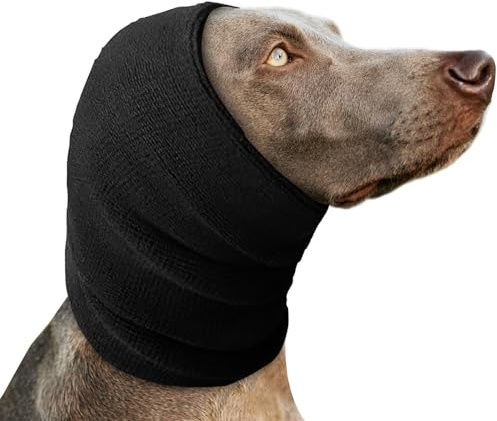Voarge Haustier-Bandana,Hund Ohrenschützer für Hunde Gehörschutz,für Hunde-Angst, Fellpflege, Ohrenschützer, Hundeohrschutz, Beruhigend (Schwarz, L)