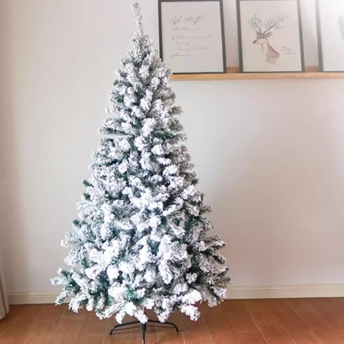 Hochwertiger, Mit Schnee Beflockter, Künstlicher, Künstlicher Fichtenbaum Mit Scharnier Für Die Dekoration Von Zuhause, Büro Und Partys Mit Zweigen, Weißen Schneespitzen Und Metallständer,6FT