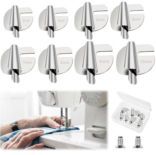 JOLIGAEA 8 Stück Nähzubehör Mit 8-Größen (3-10mm) Edelstahl Nähen Rolled Saum Presser Fuß Für Zuhause für Eine Breite Palette Von Nähmaschinen