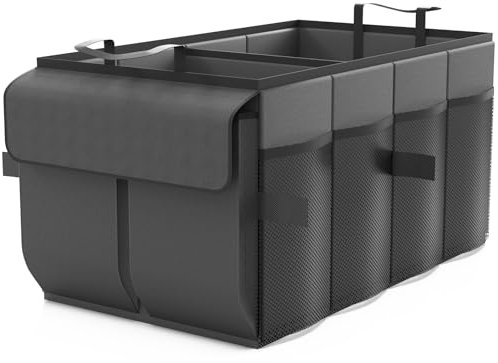 Beicarin Organizer per bagagliaio per auto, organizer pieghevole per bagagliaio per SUV e berline, robusta organizzazione per accessori auto, strumenti, articoli vari, dimensioni 51 x 34 x 27 cm