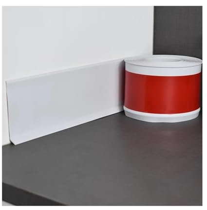 Skirting Board Trim Flexible Wall Base Baseboard Molding Trim, 16.4ft Self-Adhesive Vinyl, Peel and Stick Cove Base, Rubber Wall Base Moulding Trim For Laminate Flooring For Laminate Flooring(White)