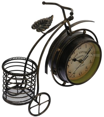 Cabilock Vintage Metall Tischuhr Retro PVC Design Stilvolle Dekorative Uhr Für Schlafzimmer Und Wohnzimmer Leise Ohne Ticken Doppelseitige Uhr Ohne Batterie Zufällige Farbvarianten