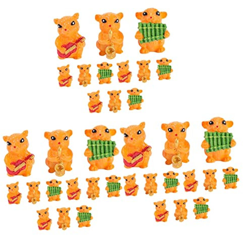 SUPVOX 3 Ensembles Sculpture Miniature De Hamster Statues D'extérieur Décorations Extérieures Cage À Hamsters Petite Statue d'ours Réservoir Figurine Nains De Jardin Résine 12 Pièces * 3