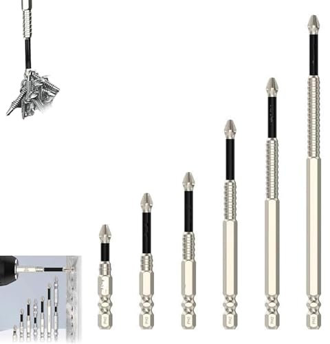 High-Magnetic Screwdriver Drill Bit Set, 6/12 PCS Strong Magnetic Durability Screwdriver Drill Bit Set,25 50 65 70 90 150mm, Anti-Slip Magnetic Electric Screwdriver Set (1 Set)