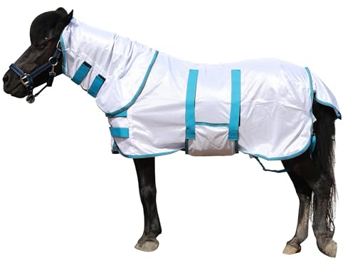 Leberna Miniature Fly Rug Combo for Shetland Pony, Donkey, Section A and Miniature Horse, Insects Flies Bug Protection (White, 3' 2)