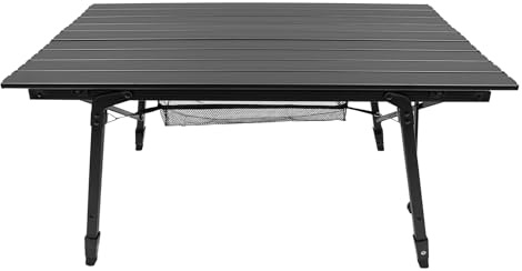 LNINNERY Table de camping pliable, 90 x 51 x 45 à 65 cm, hauteur réglable, alliage d'aluminium