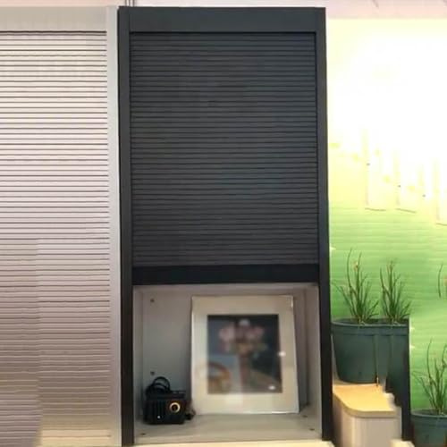 Portes d'armoires enroulables pour Cuisine et Garage, Portes Tambour intérieures Noires à enroulement et Ensembles de Rails pour ateliers, placards muraux et buffets(100 x 50 cm)