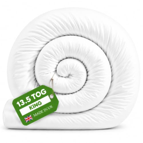 Extra Thick Anti Allergy King Size Duvet 13.5 Tog - Luxury Hotel Quality Hollowfibre Ultra Soft Cosy Skin Friendly Warm Winter Fluffy Quilt Soft Machine Washable