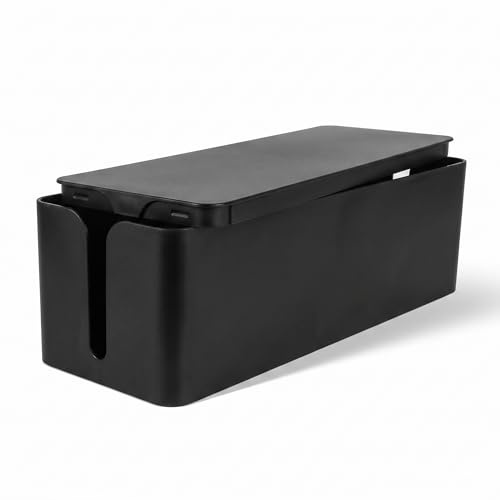 ZUPAPJO Plegable Caja Organizadora Cables Plástico, Negro, 40x14,5x12,7cm