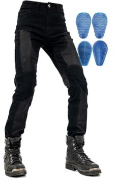 Pansarmotorcykelbyxor, andningsbara motorcykelåkbyxor for sommaren | Denim Biker-jeans, elastisk midja, nötningsbeständiga motorcykelbyxor med 4 CE-skydd for knähöft