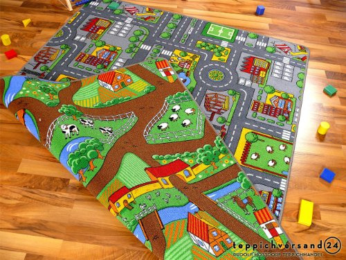 Lernen und Spielen Straßenteppich Beidseitig mit Zwei Straßenlandschaften in 4 Größen ab EUR 39,90, Größe:160x240 cm
