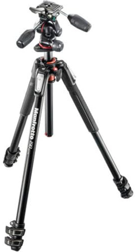 Manfrotto MK190XPRO3-3W Stativ aus Aluminium, 3-teilig, mit 3-Wege-Kopf, Schwarz