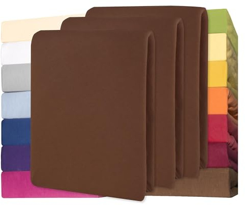 CelinaTex Jersey Spannbettlaken Lucina für Kids Dreierpack 60x120-70x140cm Schoko braun 100% Baumwolle gekämmt superweich Spannbettbezug, Leintuch, Bettlaken, elastisch, Strech, Oeko-Tex
