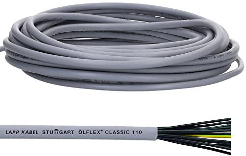10 Meter Lapp 1119107 Ölflex Classic 110 PVC-Steuerleitung 7x0,75 mm² mit grün-gelben Schutzleiter 7G0,75mm² I Mantelleitung 7 adrig I Kabel 7 adrig