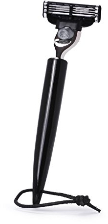 Hans Baier Nassrasierer Rasierer Gillette Mach3 - Griff Echthorn dunkel