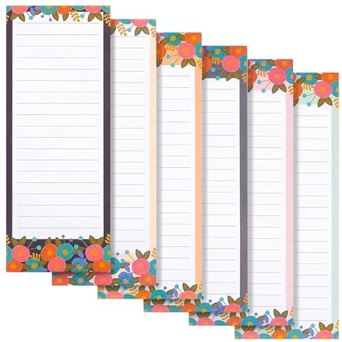 Juvale 6 Stück magnetisches Notizbuch, einkaufsliste magnetisch kühlschrank, to do listen block, notizblöcke, todo liste, to-do-list, einkaufszettel block, notizblock, Blumendesign