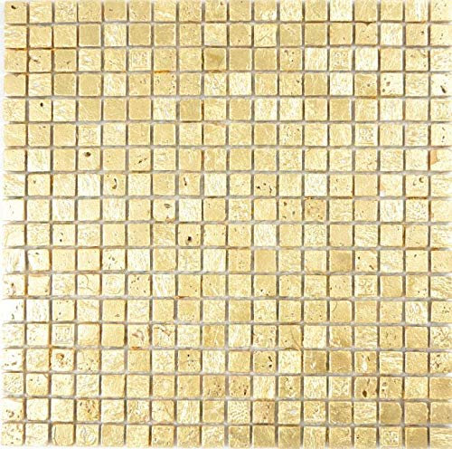 Mosaico de piedra de resina, color dorado, para la pared de la cocina o el baño