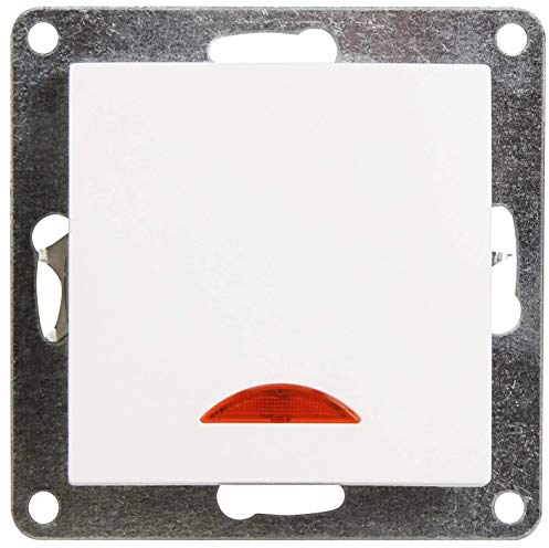 McPower Schalter | Flair | 250V~/10A, UP, mit Kontroll-Leuchte, 1-polig, für Unterputzmontage, zeitgemäßes Design, weiß