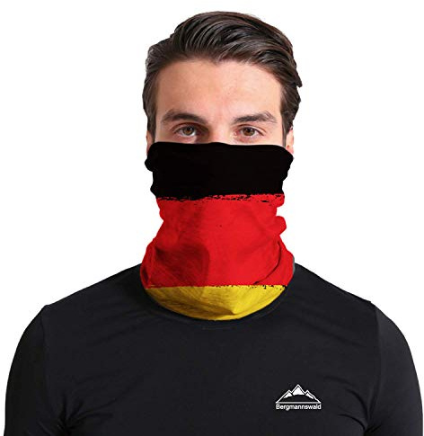 Bergmannswald® umgenähtes Multifunktionstuch - atmungsaktiv und flexibel - Ideal zum Sport, Reisen oder Motorradfahren