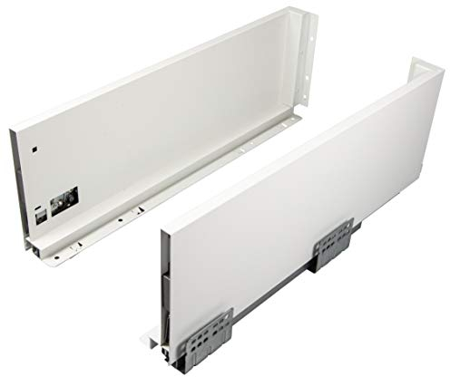 Gedotec Schubladenschienen Vollauszug 550 mm Schubkasten-System mit Dämpfung - SOFT | Zargenhöhe 120 mm | Schubladensystem BOX weiß | Schubladen-Komplett-Set | 1 Paar - Auszüge für Küchen-Schublade