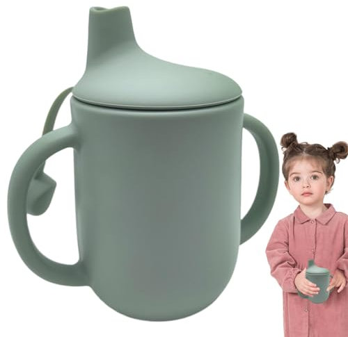 itrimaka Auslaufsicherer Trinkbecher,Schnabelbecher für Kinder - Übergangsbecher-Flasche,Auslauffreie Babyflasche, Kleinkindbecher mit Griffen, Wasserbecher 150 ml aus Silikon für Babys und Kinder
