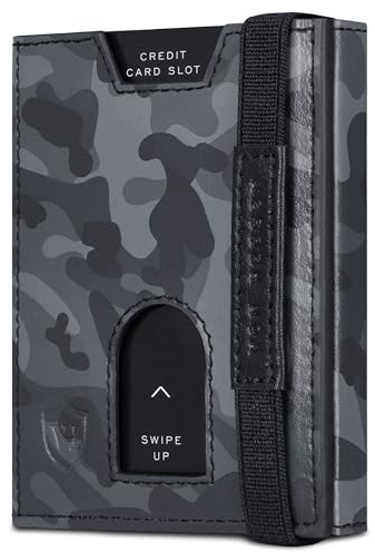 VON HEESEN Slim Wallet mit Münzfach & RFID-Schutz - Leder Geldbeutel - Mini Geldbörse für Herren und Damen - Kartenetui Echtleder Karten Portemonnaie klein - Kreditkartenetui Camouflage